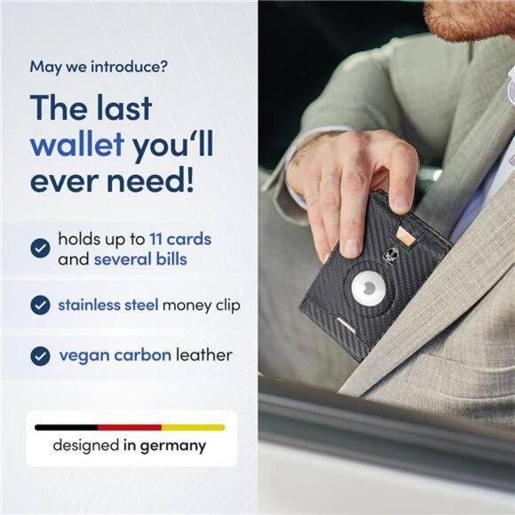 Travando Mens AirTag Wallet RFID Blocking Slim Wallet Money Clip Card Holder - Picture 3 of 7